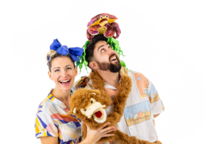 Mark and Loz with two of the characters from Fail Fail Fail Win